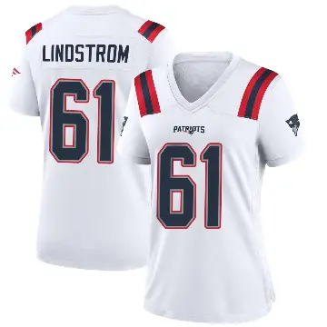 ＃61 Women's Alec Lindstrom White Game New England Patriots Jersey