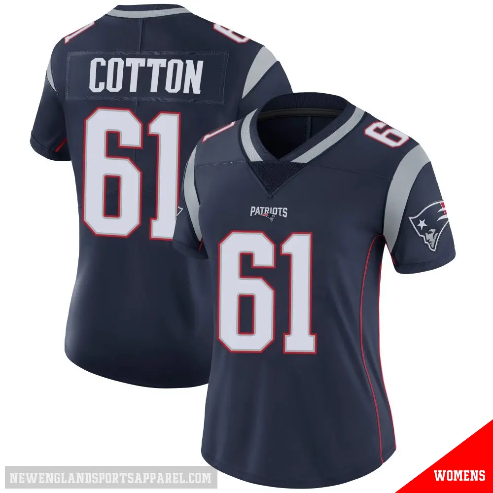 ＃61 Women's Lester Cotton Navy Limited New England Patriots Team Color Vapor Untouchable Jersey