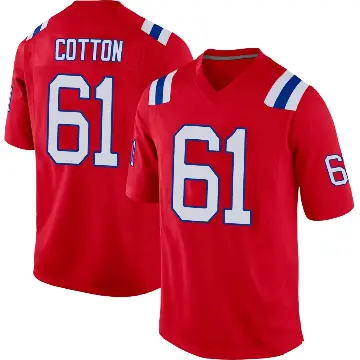 ＃61 Youth Lester Cotton Red Game New England Patriots Alternate Jersey