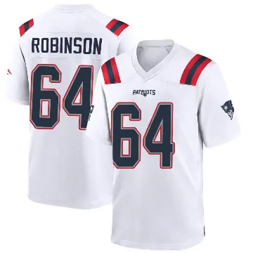 ＃64 Youth Layden Robinson White Game New England Patriots Jersey