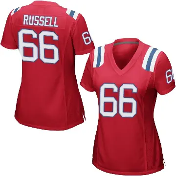 ＃66 Women's Jotham Russell Red Game New England Patriots Alternate Jersey