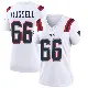 ＃66 Women's Jotham Russell White Game New England Patriots Jersey