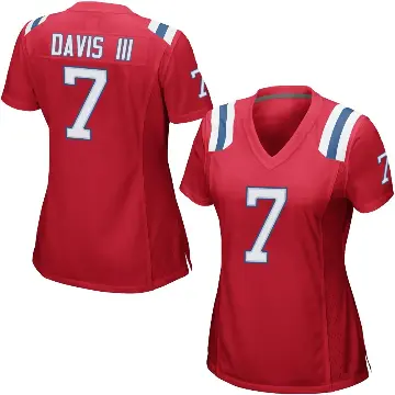 ＃7 Women's Carlton Davis III Red Game New England Patriots Alternate Jersey