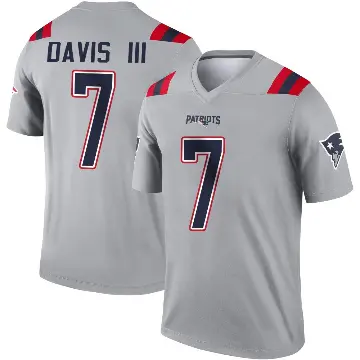 ＃7 Youth Carlton Davis III Gray Legend New England Patriots Inverted Jersey