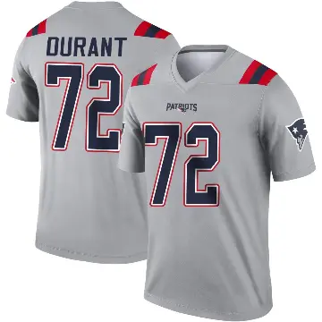 ＃72 Men's Yasir Durant Gray Legend New England Patriots Inverted Jersey