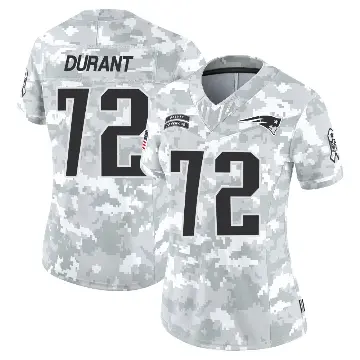 ＃72 Women's Yasir Durant Arctic Camo Limited New England Patriots 2024 Salute to Service Jersey