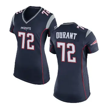 ＃72 Women's Yasir Durant Navy Blue Game New England Patriots Team Color Jersey
