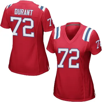 ＃72 Women's Yasir Durant Red Game New England Patriots Alternate Jersey