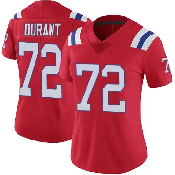 ＃72 Women's Yasir Durant Red Limited New England Patriots Vapor Untouchable Alternate Jersey