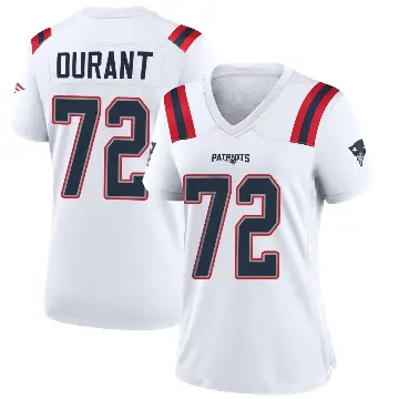 ＃72 Women's Yasir Durant White Game New England Patriots Jersey