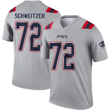 ＃72 Youth Wes Schweitzer Gray Legend New England Patriots Inverted Jersey