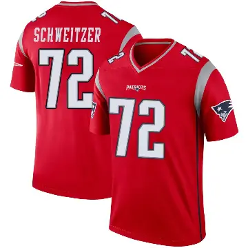 ＃72 Youth Wes Schweitzer Red Legend New England Patriots Inverted Jersey