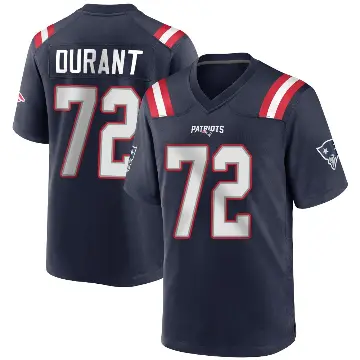 ＃72 Youth Yasir Durant Navy Blue Game New England Patriots Team Color Jersey