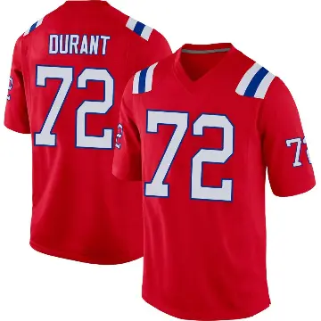 ＃72 Youth Yasir Durant Red Game New England Patriots Alternate Jersey