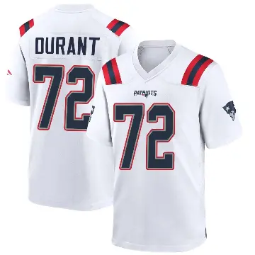 ＃72 Youth Yasir Durant White Game New England Patriots Jersey