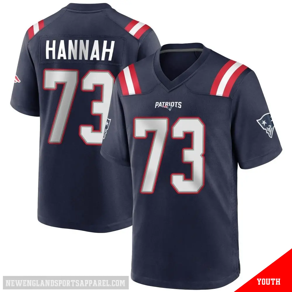 ＃73 Youth John Hannah Navy Blue Game New England Patriots Team Color Jersey