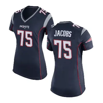＃75 Women's Demontrey Jacobs Navy Blue Game New England Patriots Team Color Jersey