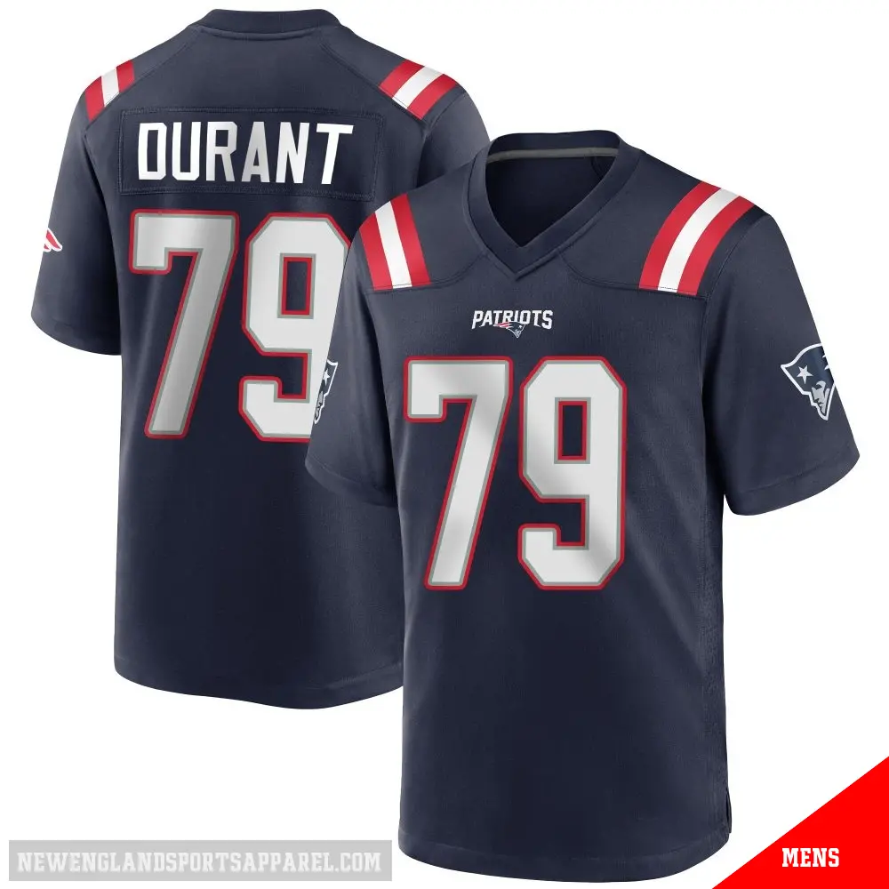 ＃79 Men's Yasir Durant Navy Blue Game New England Patriots Team Color Jersey