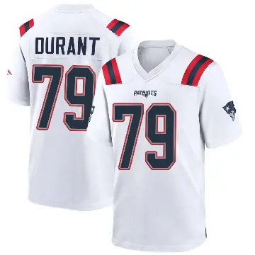 ＃79 Men's Yasir Durant White Game New England Patriots Jersey