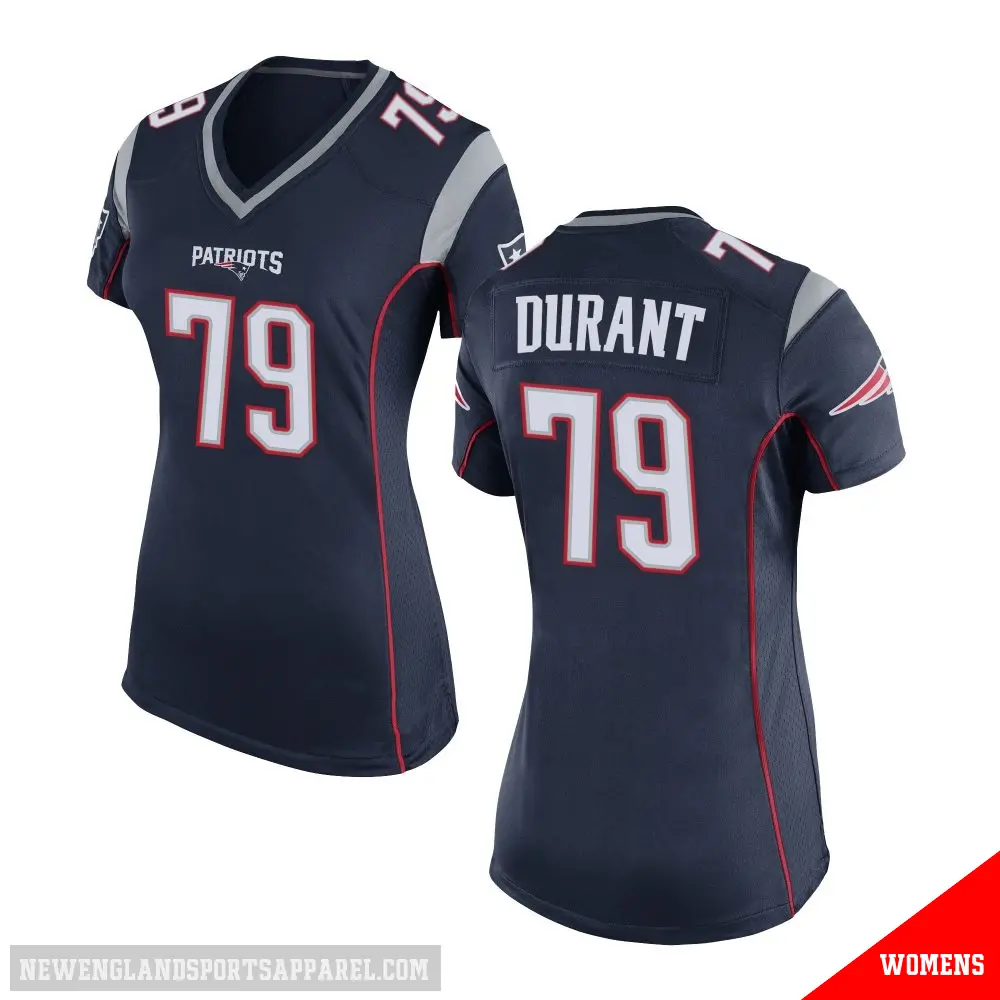 ＃79 Women's Yasir Durant Navy Blue Game New England Patriots Team Color Jersey