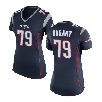 ＃79 Women's Yasir Durant Navy Blue Game New England Patriots Team Color Jersey