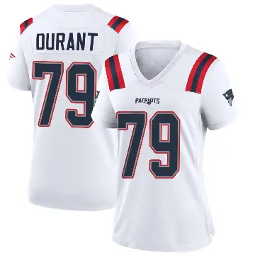 ＃79 Women's Yasir Durant White Game New England Patriots Jersey