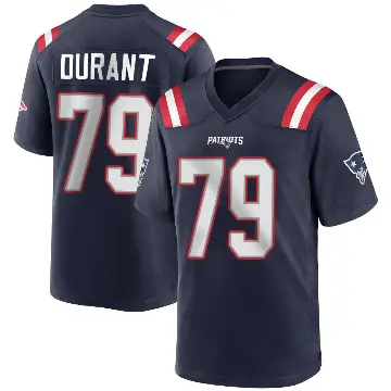＃79 Youth Yasir Durant Navy Blue Game New England Patriots Team Color Jersey