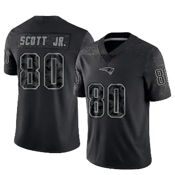 ＃80 Men's Gee Scott Jr. Black Limited New England Patriots Reflective Jersey