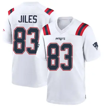 ＃83 Youth John Jiles White Game New England Patriots Jersey