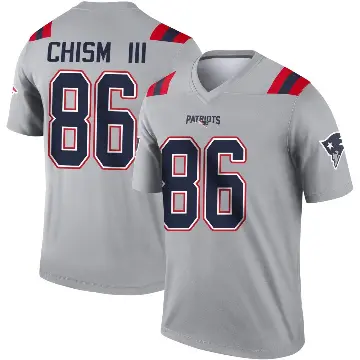 ＃86 Men's Efton Chism III Gray Legend New England Patriots Inverted Jersey
