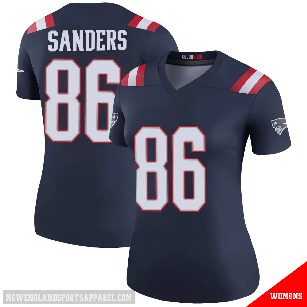 ＃86 Women's Braylon Sanders Navy Legend New England Patriots Color Rush Jersey
