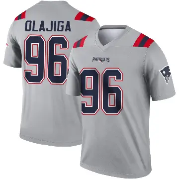 ＃96 Men's David Olajiga Gray Legend New England Patriots Inverted Jersey