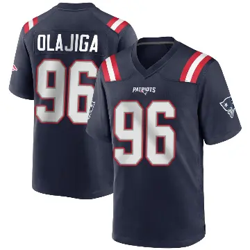 ＃96 Men's David Olajiga Navy Blue Game New England Patriots Team Color Jersey