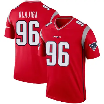 ＃96 Men's David Olajiga Red Legend New England Patriots Inverted Jersey