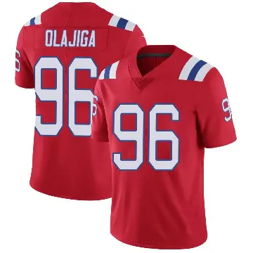 ＃96 Men's David Olajiga Red Limited New England Patriots Vapor Untouchable Alternate Jersey