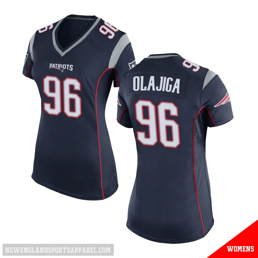 ＃96 Women's David Olajiga Navy Blue Game New England Patriots Team Color Jersey