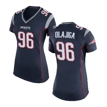 ＃96 Women's David Olajiga Navy Blue Game New England Patriots Team Color Jersey