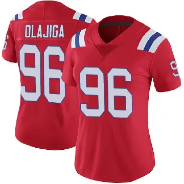 ＃96 Women's David Olajiga Red Limited New England Patriots Vapor Untouchable Alternate Jersey