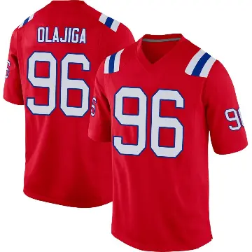 ＃96 Youth David Olajiga Red Game New England Patriots Alternate Jersey