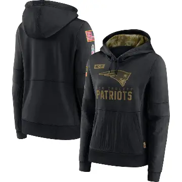 Women's Black New England Patriots 2020 Salute to Service Performance Pullover Hoodie
